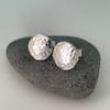 Silver Textured Pebble Ear Studs