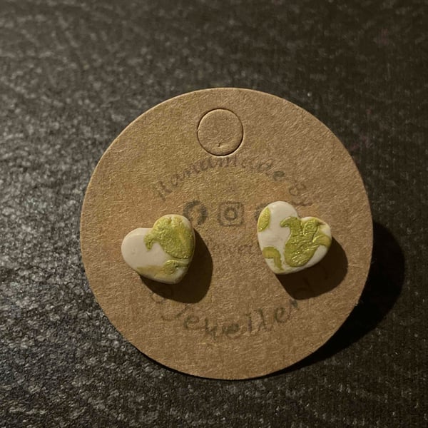 Handmade Polymer Clay Gold Printed Stud Earrings