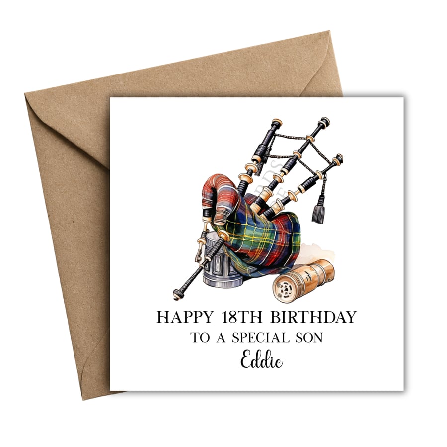 Bagpipes Happy Birthday Card