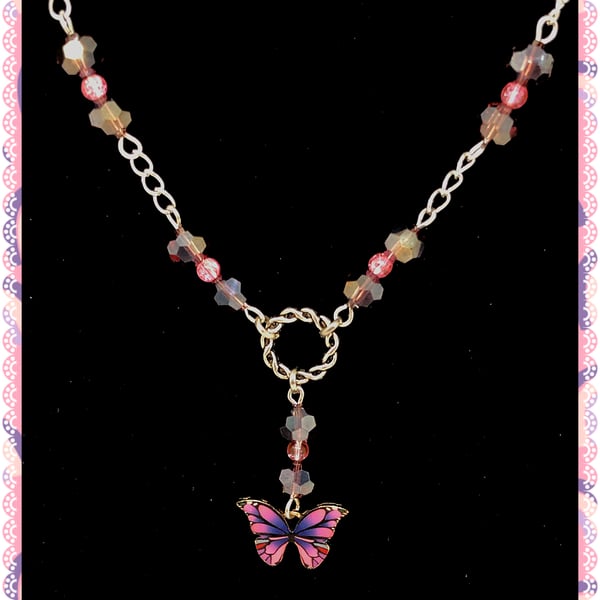Purple Butterfly One of a Kind Necklace