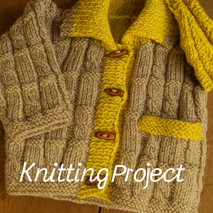 Beautifully crafted cardigan in block pattern