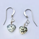 Beautiful Opal Heart Briolette and Sterling Silver Earrings