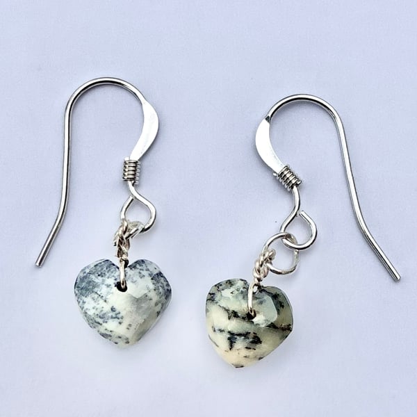 Beautiful Opal Heart Briolette and Sterling Silver Earrings