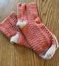 Pair of orange and beige crochet socks size 7-8 