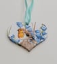 Robin and bluebells decoration, decoupaged wooden heart, gift for a bird lover  - Image 4