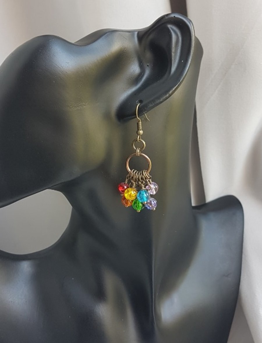 Gorgeous Rainbow Cluster Earrings