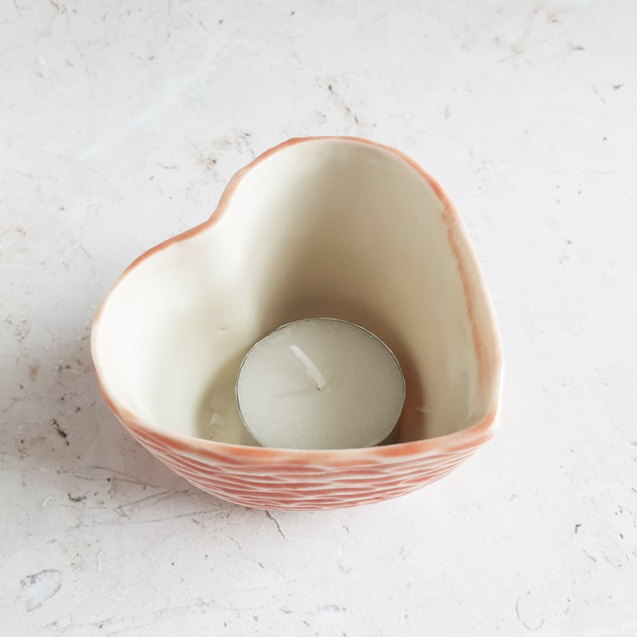 Pink Heart Tealight Holder