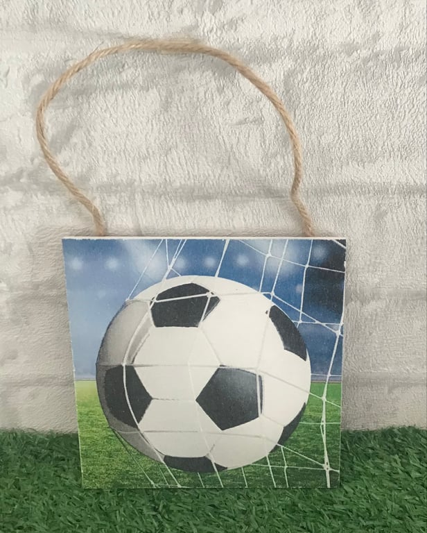 Football wooden hanging wall plaque.