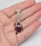 Ruby and Silver Wire Wrapped and Woven Pendant - Image 2
