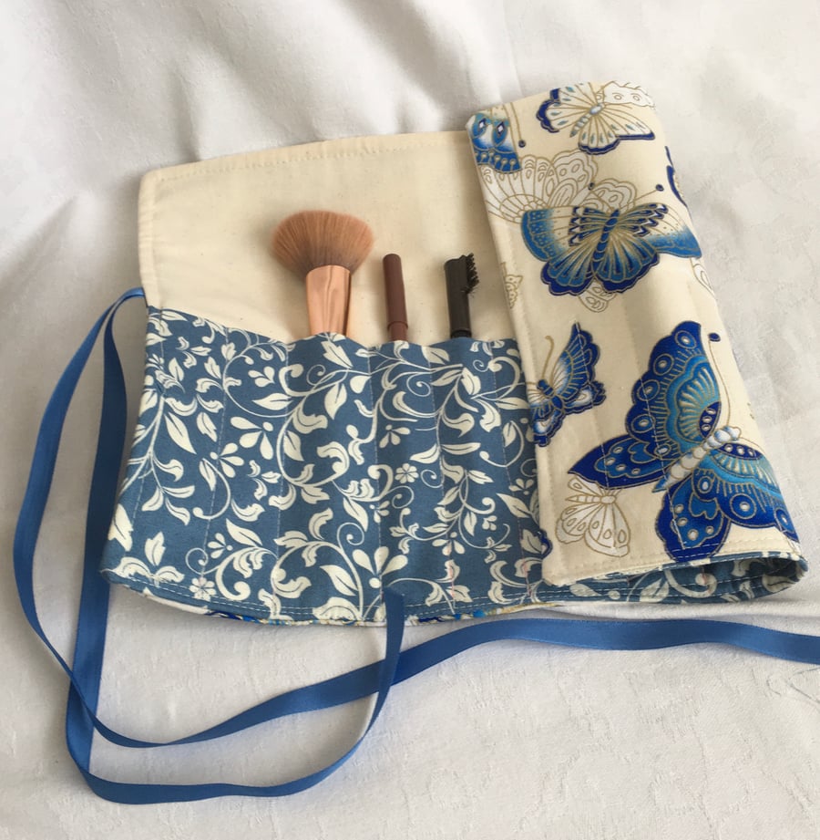 Make Up Brush Roll Bag, Brush Storage Bag, Cosmetic Brush Roll.