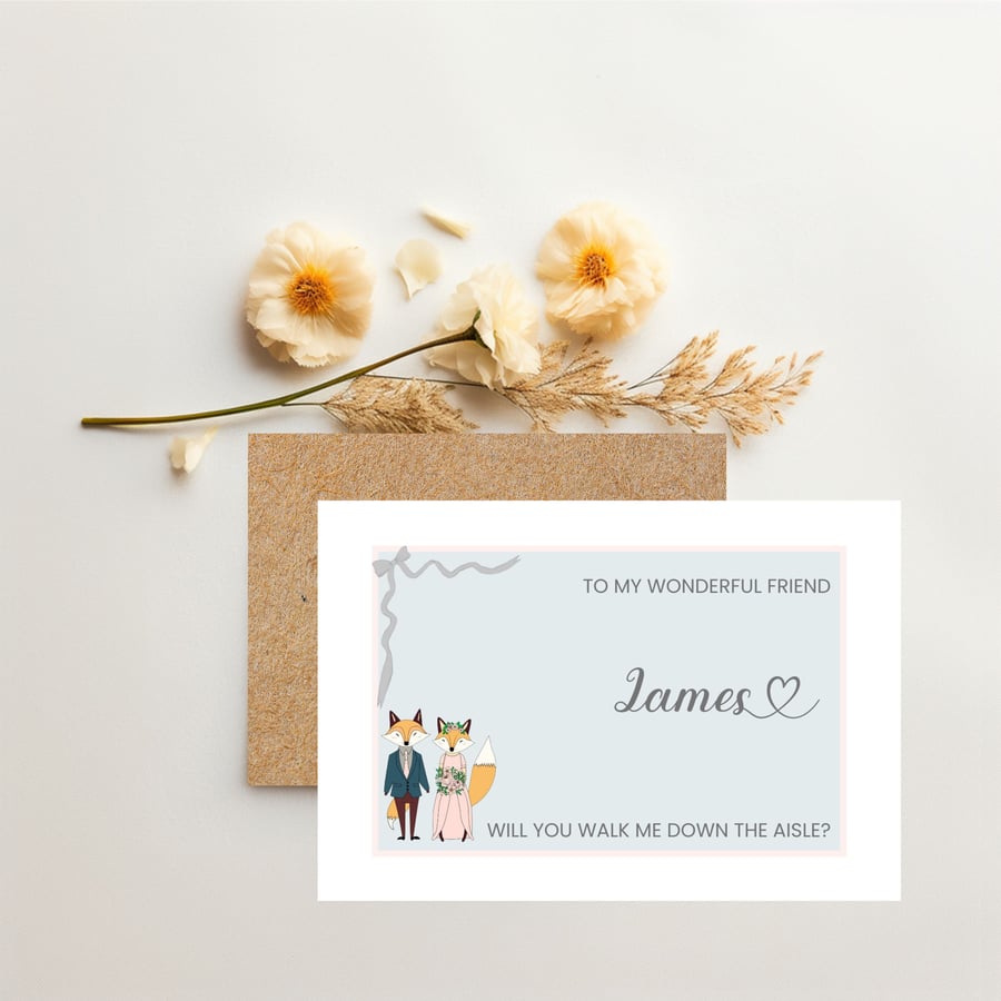 Friend Will You Walk Me Down The Aisle Proposal Card, Friend Aisle Card