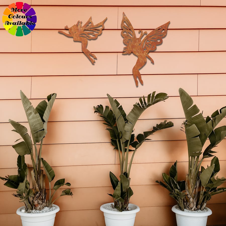 Set of 2 Rusted Metal Fairies, Enchanting Rusti... - Folksy