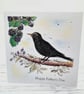 Father's Day Card - blackbird, berries, original art card