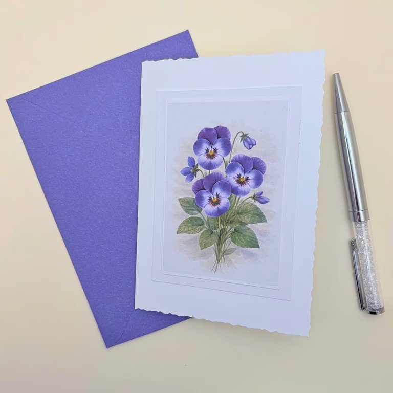 Violet A6 Blank Card - Botanical Floral Note Card