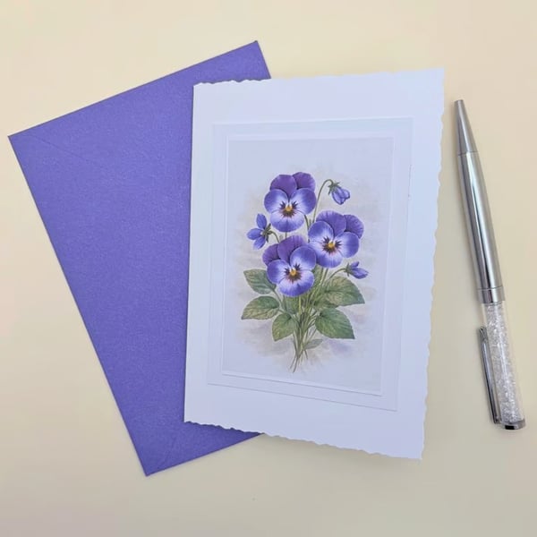 Violet A6 Blank Card - Botanical Floral Note Card