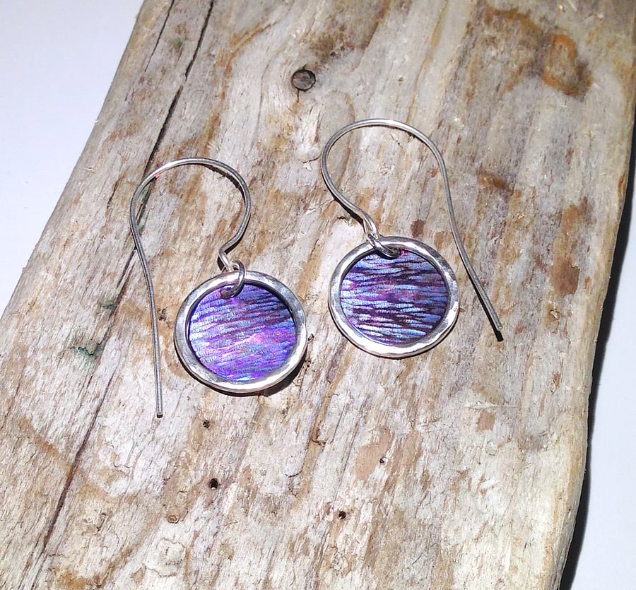 Sterling Silver and Titanium 'Dark Waters Sea View' Earrings - UK Free Post