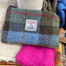 Harris Tweed Coin Purse Blue Brown Check
