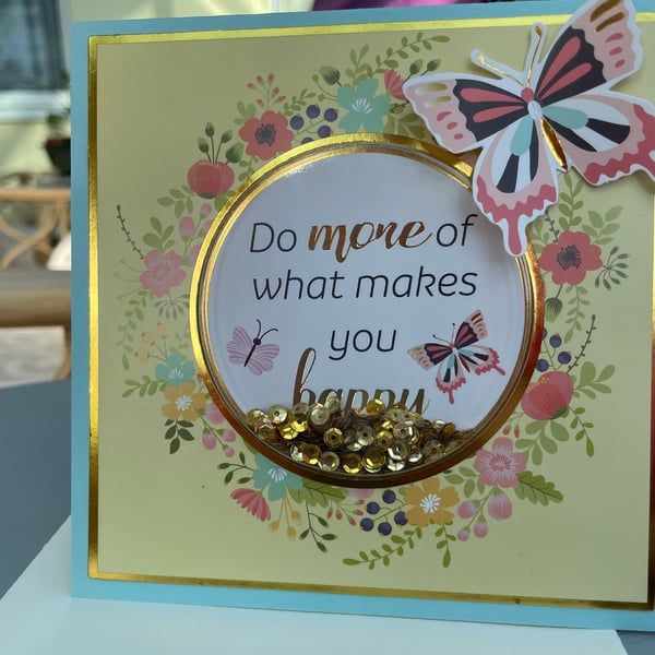 Do more of what makes you happy sequin shaker card