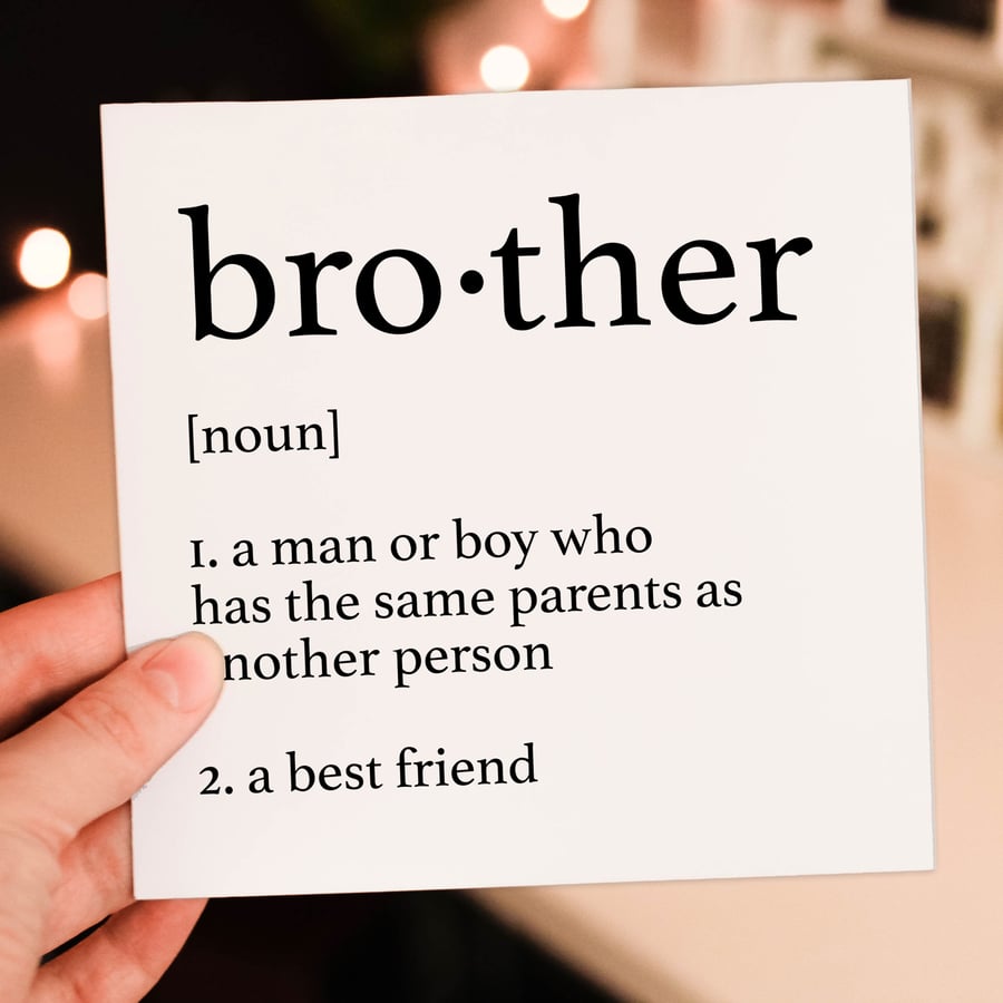 Birthday card: Dictionary definition of brother - Folksy