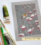 Little robin in a snow storm, original drawing, winter gift, wall art ...