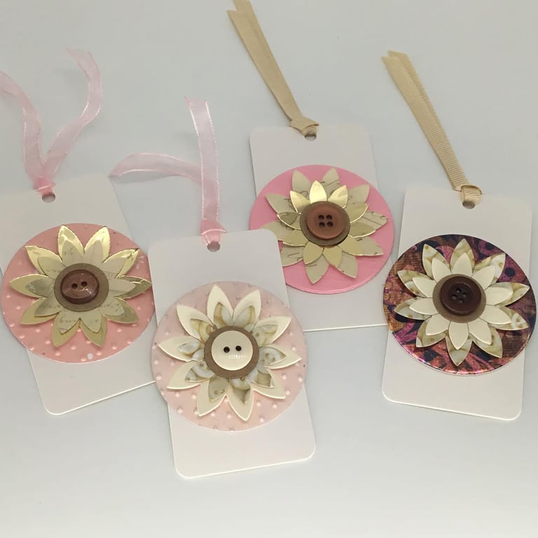 Floral gift tags - pinks