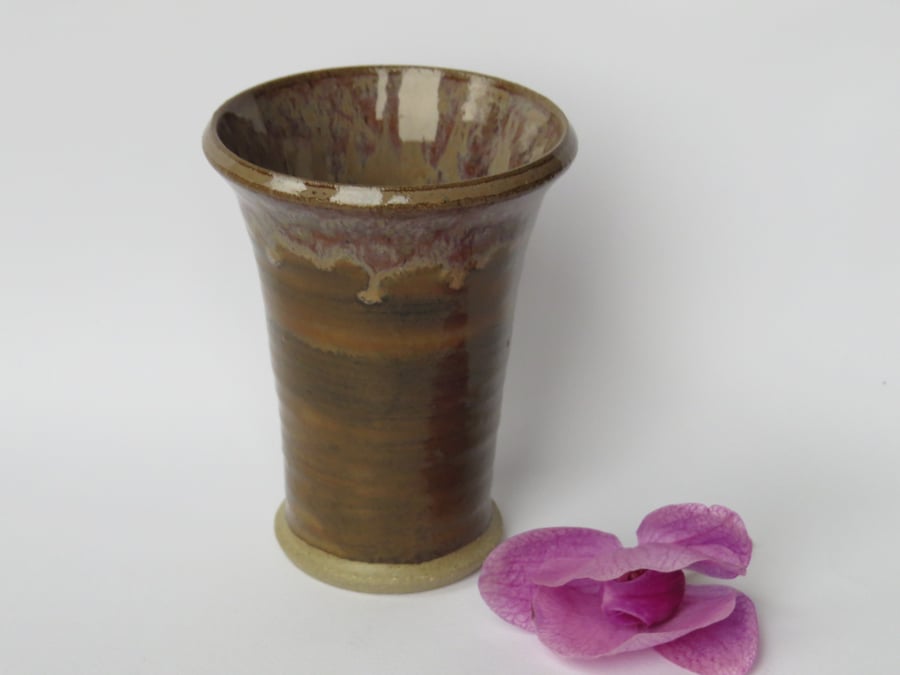 Stoneware Vase in warm earthy tones.