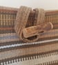 Crossbody bag: cotton and jute with driftwood toggle, light brown woven stripes  - Image 2