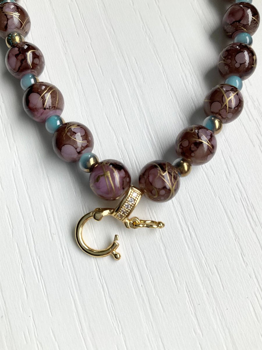 Handcrafted Beads Necklace with open pendant hook