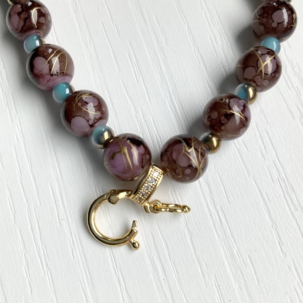 Handcrafted Beads Necklace with open pendant hook
