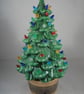 Ceramic Green Glittery Xmas Christmas Tree Table Lamp Light Ornament Decoration. - Image 3