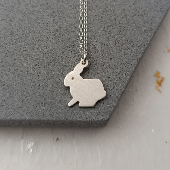 Recycled sterling silver rabbit pendant necklace – handmade animal jewellery