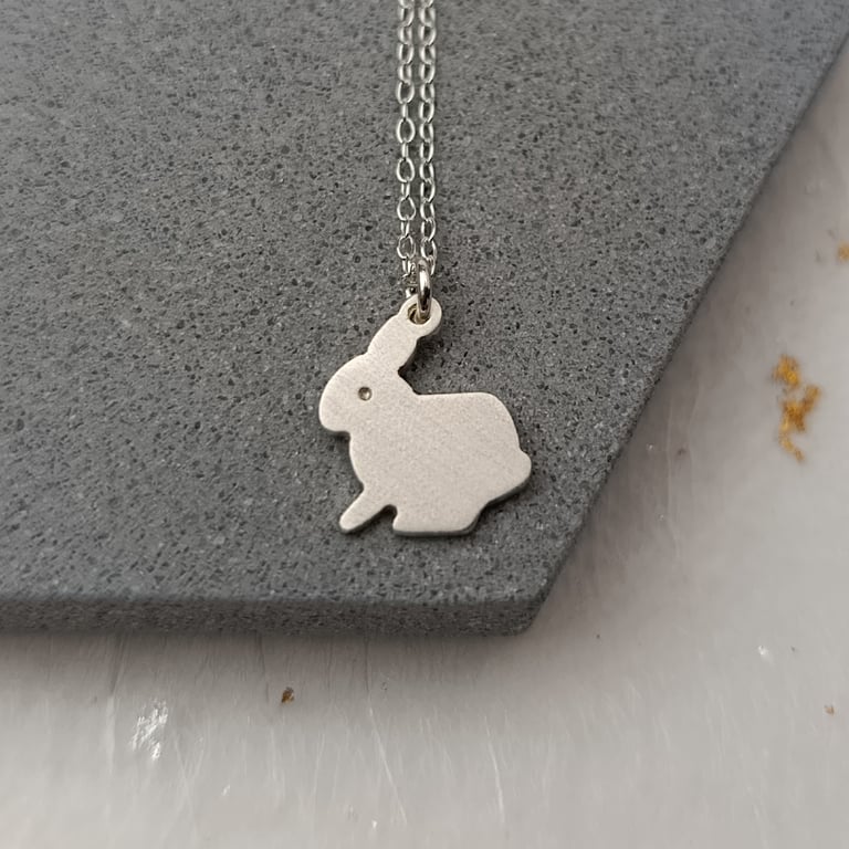 Recycled sterling silver rabbit pendant necklace – handmade animal jewellery