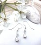 Tear-drop Shaped Hoop Earrings with Hammered Bead in Sterling Silver