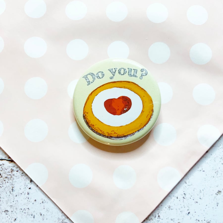 Bakewell tart badge, digital Bakewell tart design with a heart shaped cherry