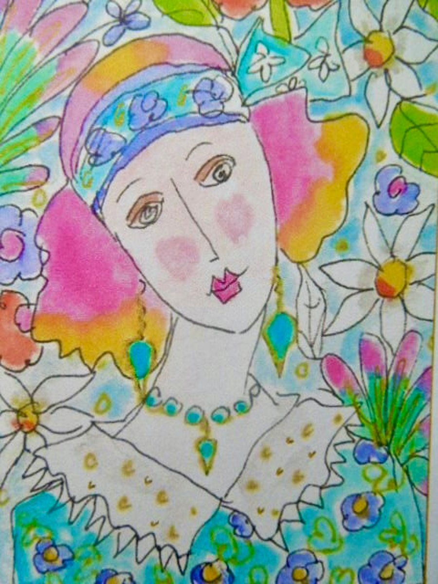 Handmade blank greetings card with envelope.