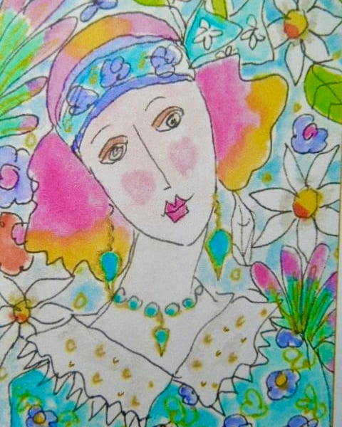 Handmade blank greetings card with envelope.