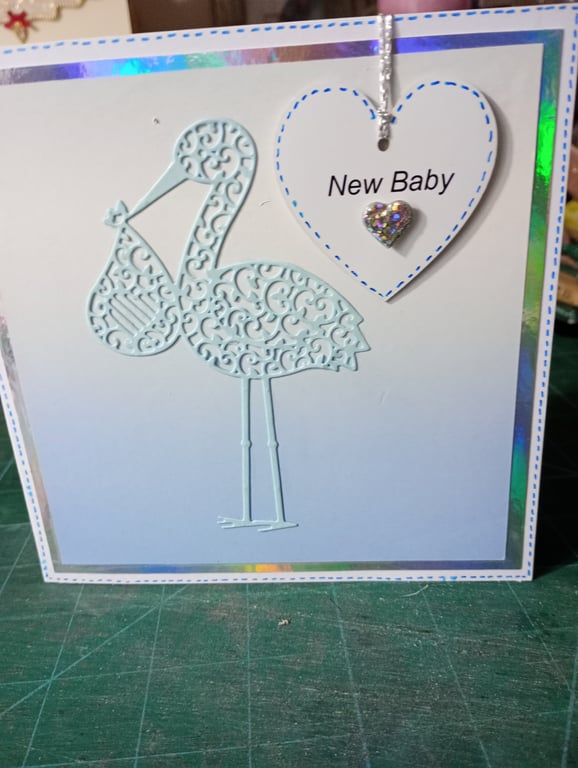 New baby boy stork card