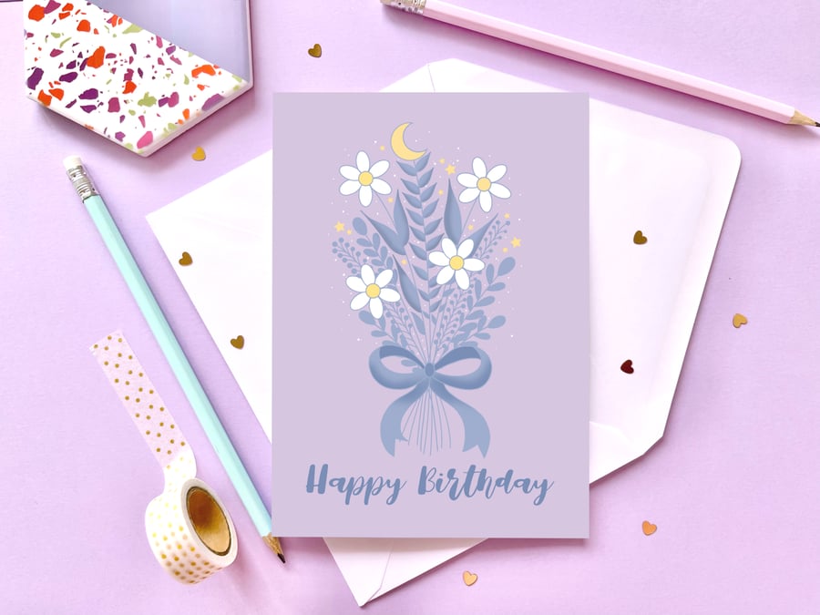 Floral Happy Birthday Card, Floral Birthday Card.