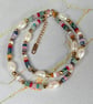 Gemstone & Pearl Beaded Necklace Handmade Stainless Steel Jewelry - Image 8