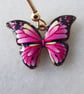 Pink Butterfly Earrings with KC Gold Ear Wires - Image 3