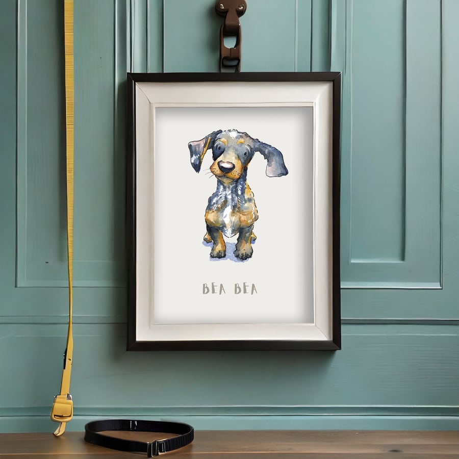 Dachshund Dapple Personalised Dog Print