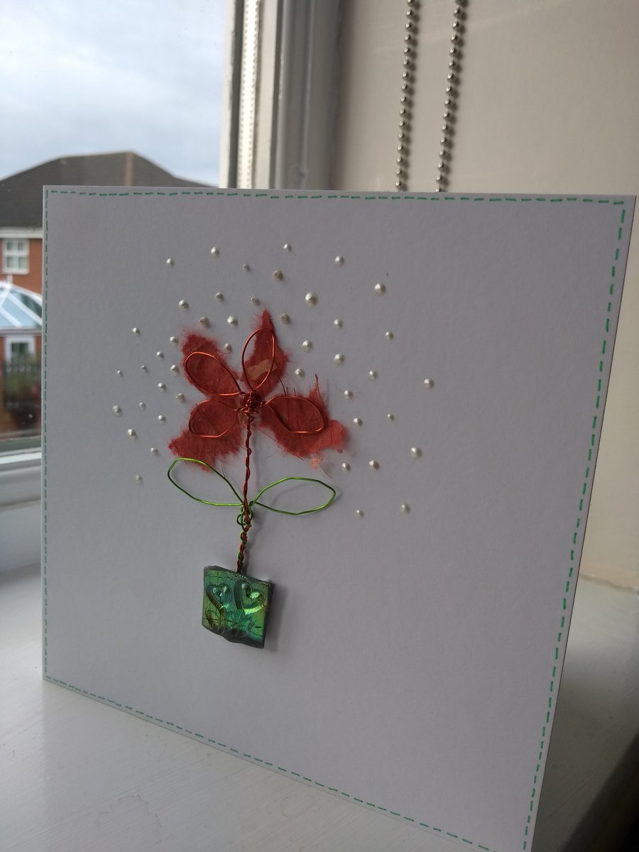 Flower in pot birthday card