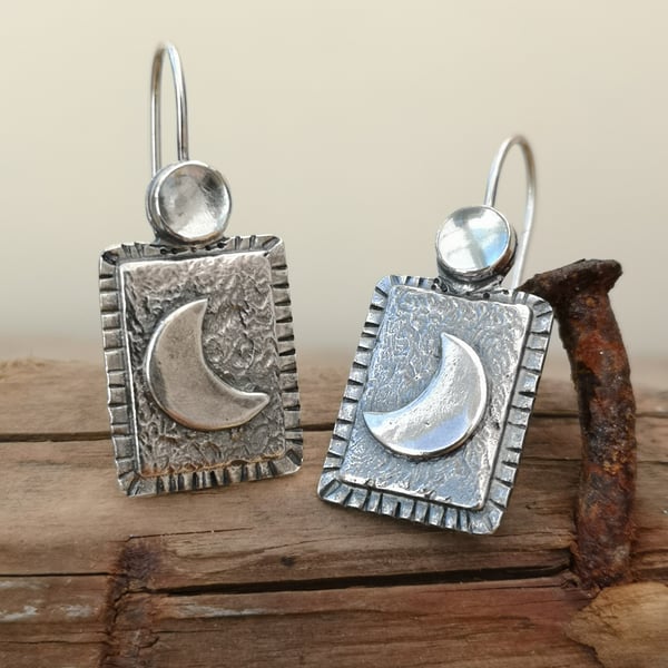 Crescent Aqua Moon Earrings 