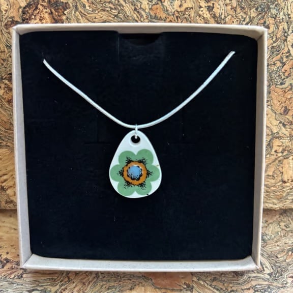 Handmade Unique Ceramic Pendant, Sterling silver Eco Gifts, Gift Boxed Christmas