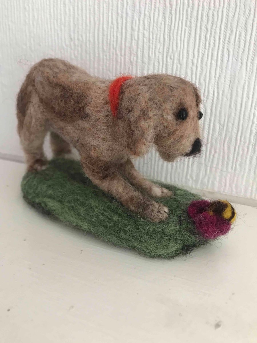 Dog-needlefelted-soft sculpture-ornament