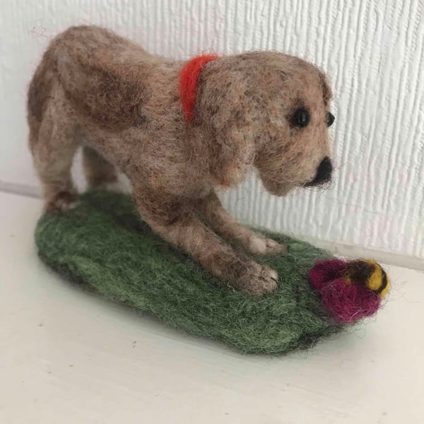 Dog-needlefelted-soft sculpture-ornament