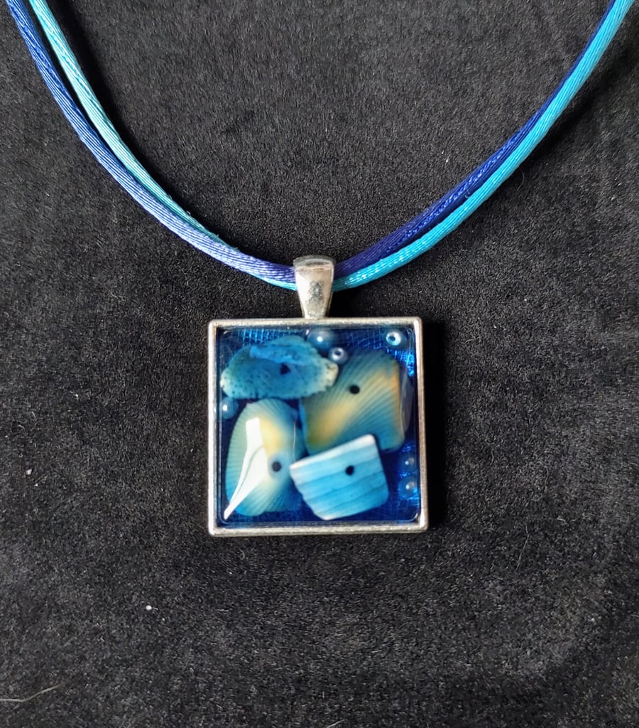 Blue Resin Seashell Necklace