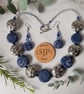 Blue and silver polymer clay statement necklace - Image 2