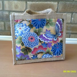 Butterflies and Flowers Small Jute Bag