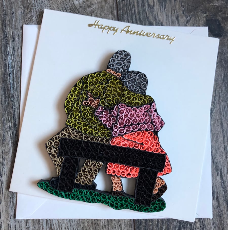 Handmade quilled Anniversary Card